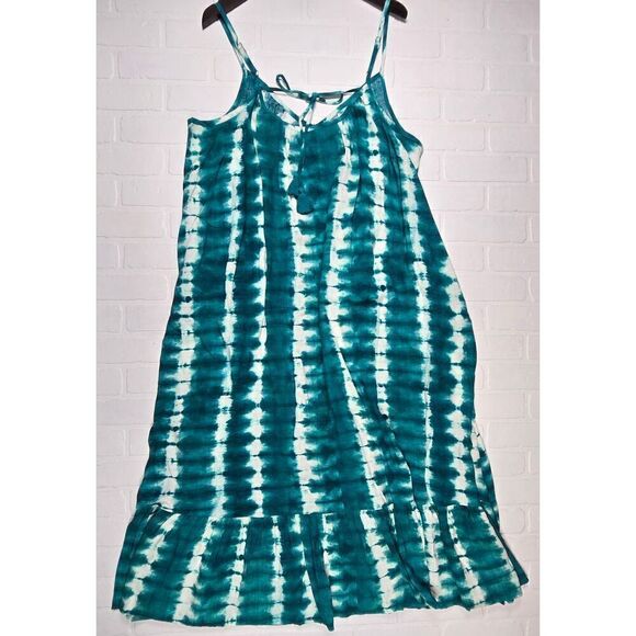 Ava & Viv  Teal Print Sun  Dress 3X - Picture 2 of 4